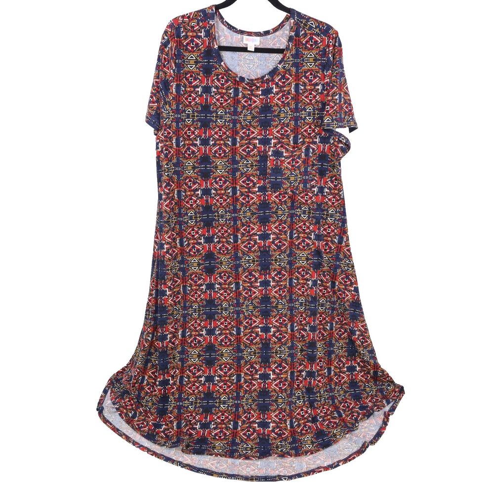 T-shirt Dress Size 3XL  Lula Roe Navy/Burgundy/Brown